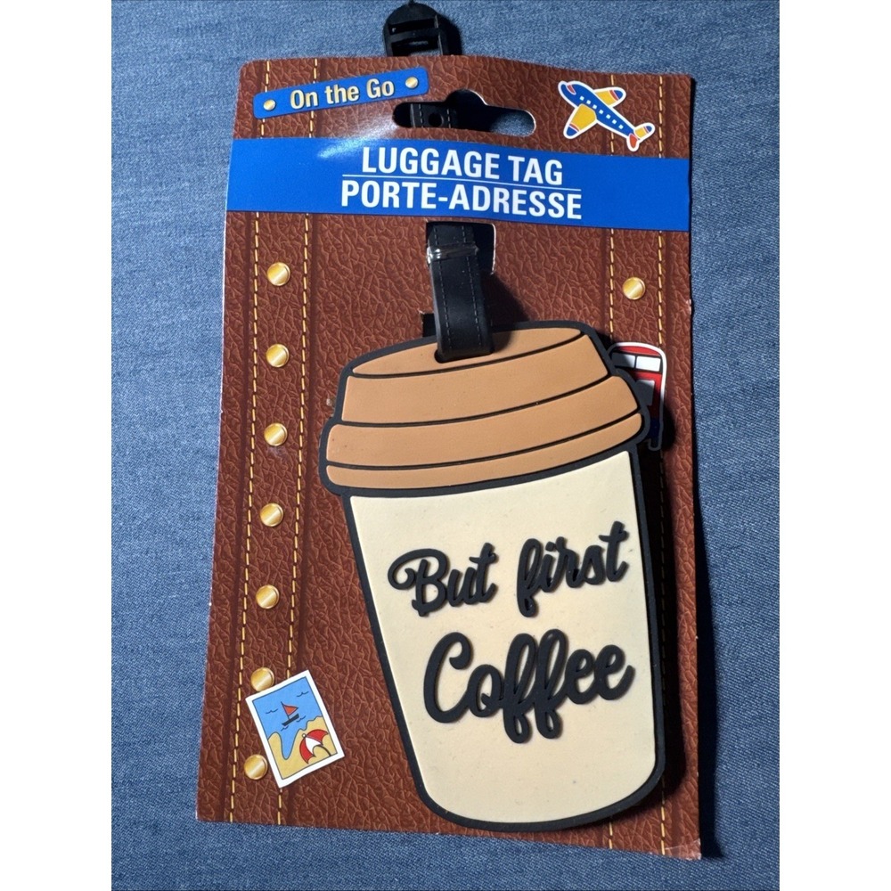 But First Coffee Silicone Luggage‎ Tag Travel Suitcase Bag ID Tag New